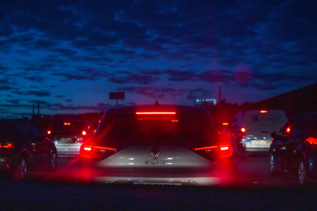 Traffic jam on the road in the evening.のeditorial素材