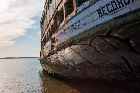 Wreck of an old ship in the port of Odessa, Ukraineのeditorial素材