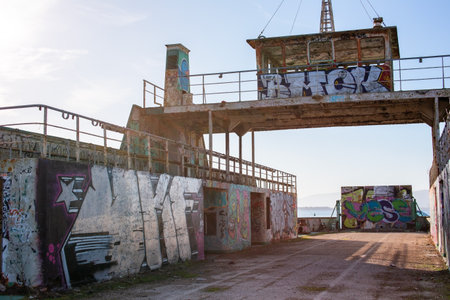 View of the old abandoned shipyard in Reykjavik, Icelandのeditorial素材