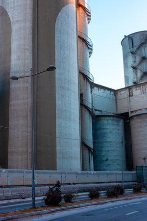 Industrial silos for storing grain and cereals. Agriculture.のeditorial素材