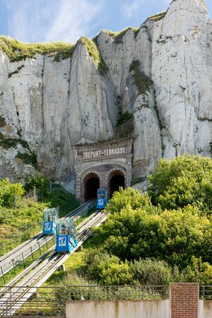 Tréport funicular, in Normandy, France.の写真素材