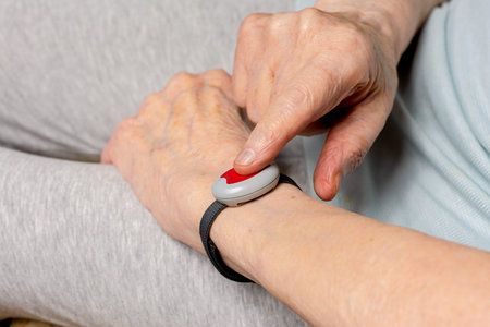 Remote assistance bracelet for seniorsの写真素材
