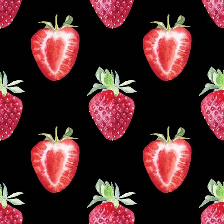 Strawberry painted watercolors.のeditorial素材