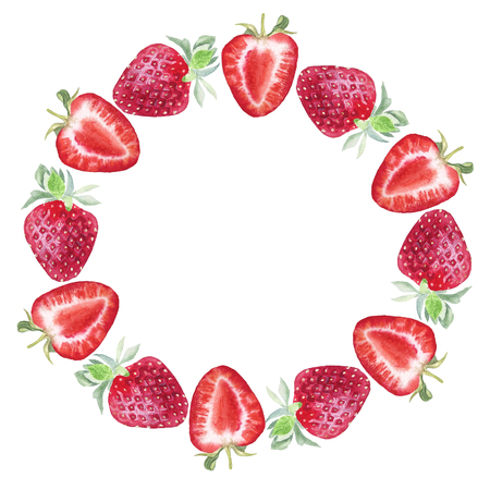 Strawberry painted watercolors.の写真素材