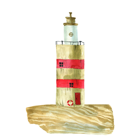 Watercolor lighthouses for your design. Hand painted illustrationの写真素材