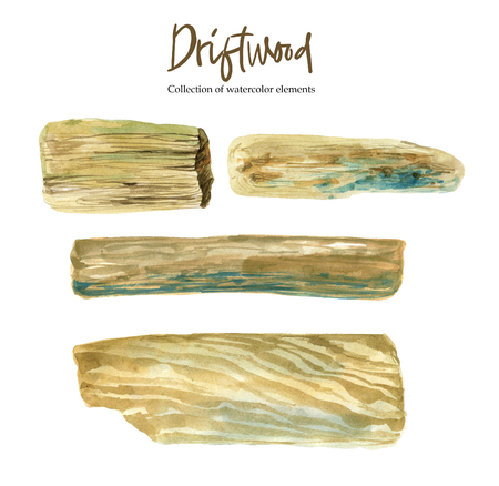 Set of wooden watercolor elements. Elements drawn by hand for your designの写真素材