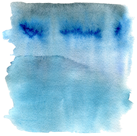 Blue watercolor stain painted by hand. Watercolor backgroundの写真素材
