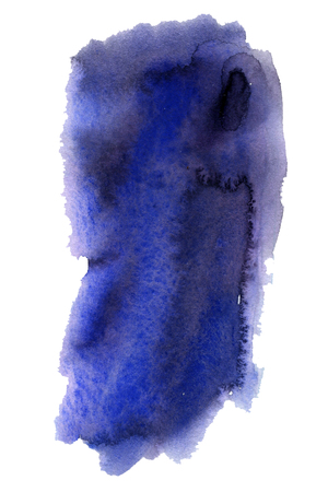 Blue watercolor stain painted by hand. Watercolor backgroundの写真素材