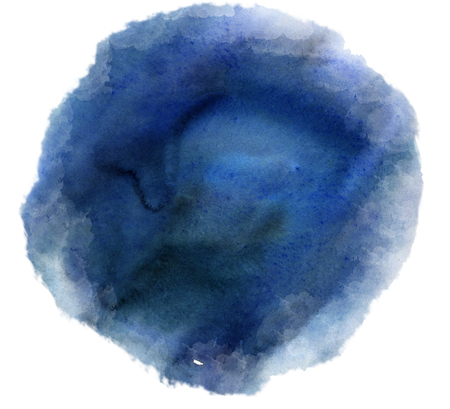 Blue watercolor stain painted by hand. Watercolor backgroundの写真素材