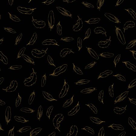 Seamless pattern with feathers. Drawn with watercolor, ink and pen. For fabric, paper, cards, invitations, envelopes, save the date and other.の写真素材