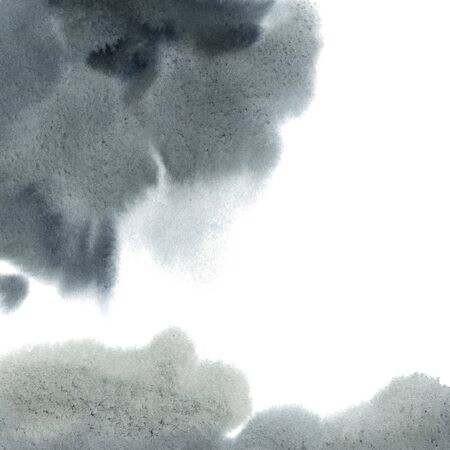 Abstract watercolor background. Gray watercolor stain, hand-drawn. Card with watercolor blots.の写真素材