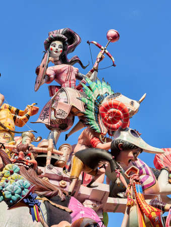 Valencia, Spain, September 5, 2021. Las Fallas de Valencia. part of the winning work of the second prize in the special section, called, to hunt gamusinos, by the Fallas artist Carlos Benaventのeditorial素材