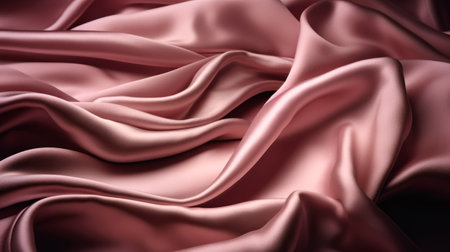 Closeup of rippled pink satin fabric, abstract backgroundの素材