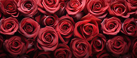 Red rose background. top view. Valentines day concept.の素材