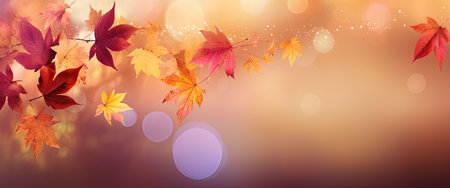 Autumn background with maple leaves and bokeh. Vector illustration.の素材