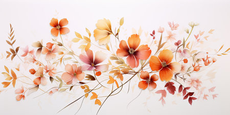 Abstract floral background with watercolor flowers and leaves. Pastel colors.の素材
