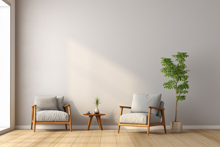 interior with two armchairs and a coffee table, 3d renderの素材
