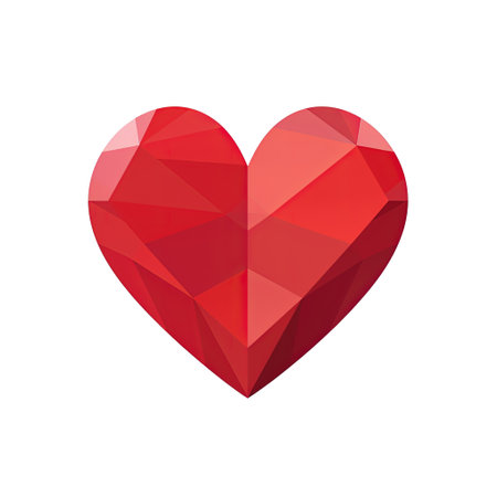 Polygonal red heart on white background. Vector illustration.の素材