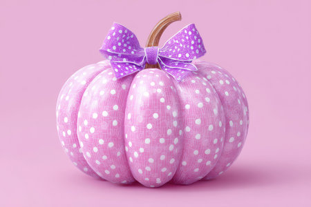 pumpkin with bow on pink background, halloween conceptの素材