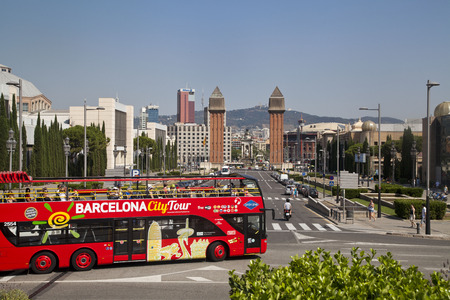 BARCELONA, SPAIN - JULY 15  Tourist bus in Barcelona, Spain on July 15, 2013のeditorial素材