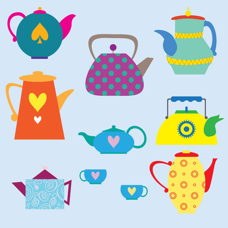 Set of kettlesのイラスト素材