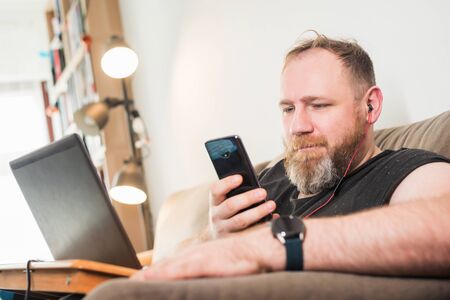 Man on remote workの写真素材