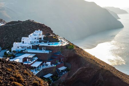 Traditional white houses on Santorini island. Santorini, Cyclades, Greece.の写真素材