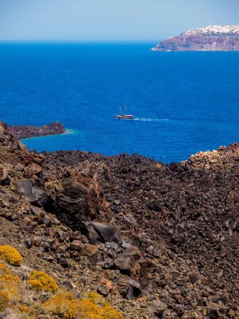 Santorini view from volcano, Cyclades, Greece.の写真素材