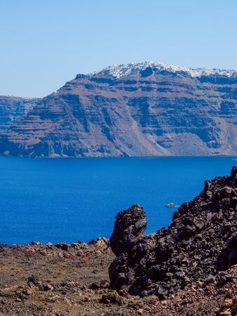 Santorini view from volcano, Cyclades, Greece.の写真素材