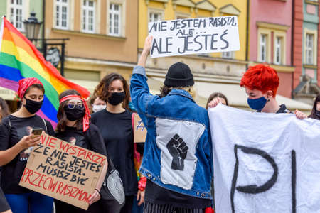 Wroclaw, Poland, 06.06.2020 - Polish peaceful protest against racism and hatred in Wroclaw city. Black lives matterのeditorial素材