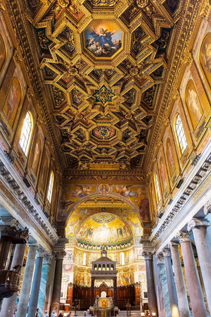 One of the oldest churches in Rome. Rome is a famous tourist destinationの写真素材