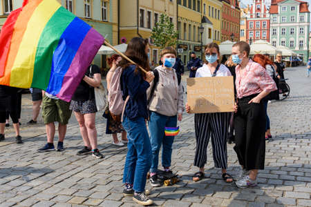 Wroclaw, Poland, 19.06.2020 - polish LGBT peaceful march for equalityのeditorial素材