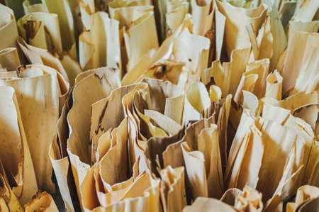 close up of texture of wooden shavings, abstract backgroundの写真素材