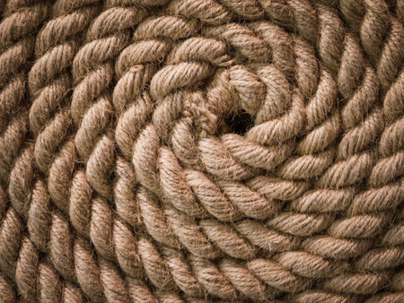 rolled up nautical rope, flat lay and close up view