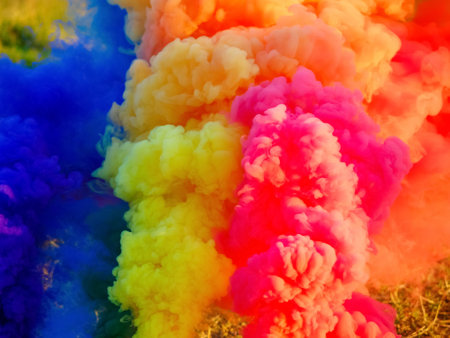 different colors smoke, rainbow color backgroundの写真素材