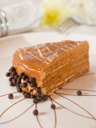 piece of Esterhazy cake, vertical close up photo