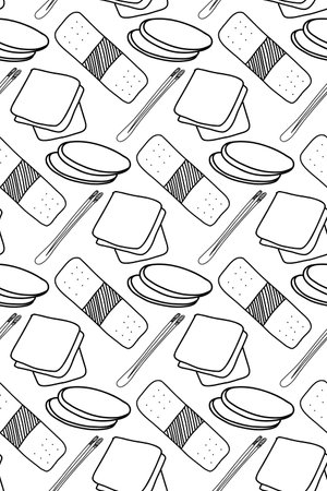 Digital illustration, medical napkins, tampons, sanitary sticks, band-aid.の写真素材