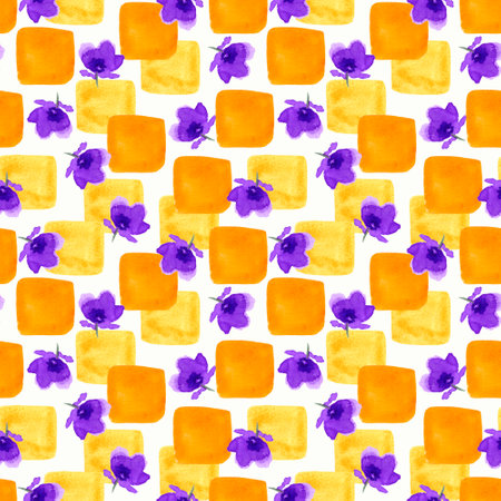 Seamless abstract pattern with orange and yellow squares.の写真素材