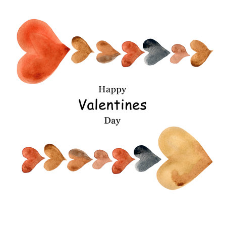 Postcard, clipart with hearts and the inscription Valentines Day.の写真素材