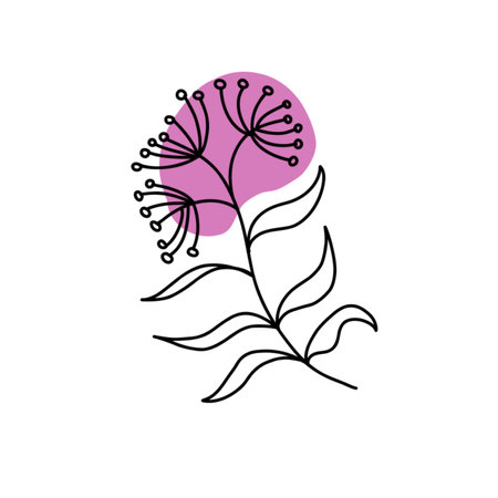 Digital illustration with abstract flowers and leaves.の写真素材
