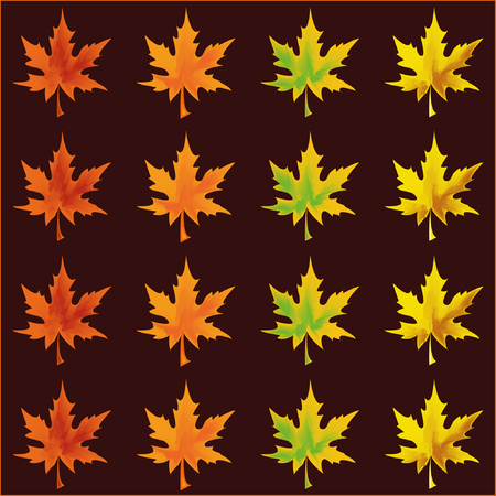 Autumn leaves, Pattern with a set of colorful leavesのイラスト素材