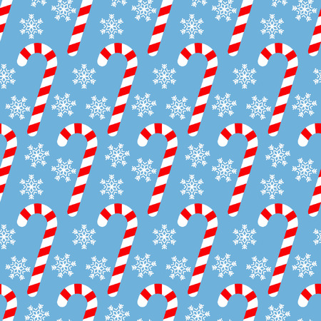 Candy Cane, Seamless Christmas pattern with sweets and snowflakesのイラスト素材