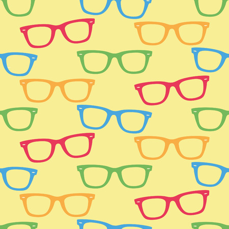 Glasses and Sunglasses, Seamless colorful pattern, classic eyeglasses styleのイラスト素材
