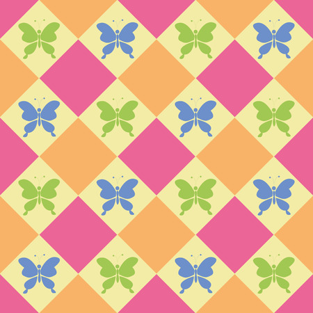 Colorful butterflies, Seamless vector pattern, candy colors, spring themeのイラスト素材