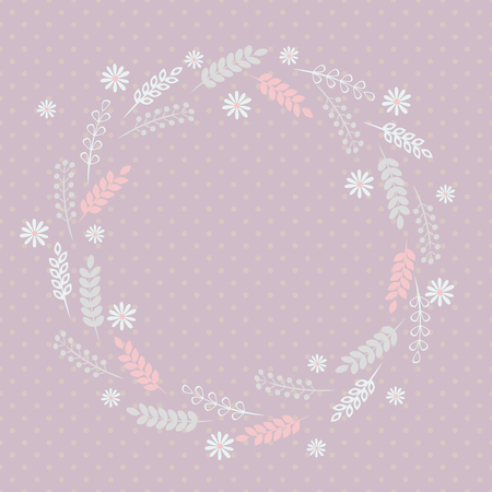 Floral frame, Soft color frame with herbs and flowersのイラスト素材