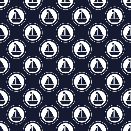 Maritime mood, Seamless nautical pattern with icons, shipsのイラスト素材