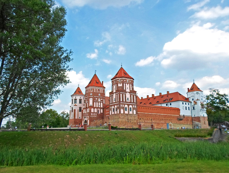 Medieval castle in a summer day, Mir, Belarusの写真素材