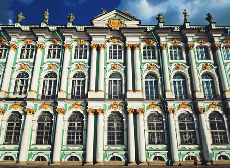 The State Hermitage Museum or the Winter Palace, a former residence of Russian emperors in Saint Petersburg, Russia - July 2016のeditorial素材