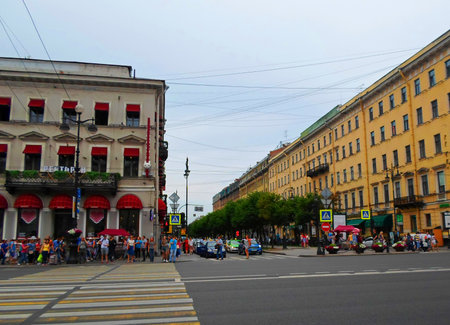 Saint Petersburg, Russia - July 2016, Nevsky Prospect in the summer sunny dayのeditorial素材