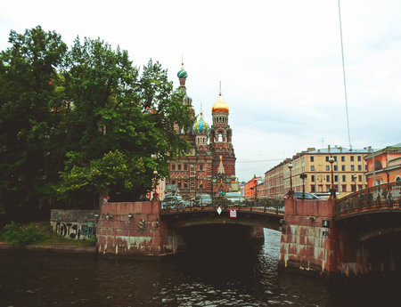 Church of the Savior on Spilled Blood, one of the main sights of St. Petersburg, Russia - June 2016の写真素材